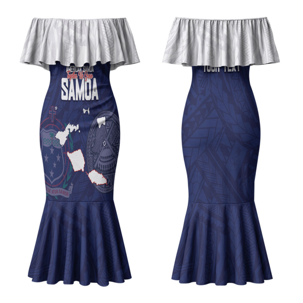Personalized American Samoa And Samoa Couples Matching Mermaid Dress and Long Sleeve Button Shirt Together We Grow