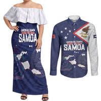Personalized American Samoa And Samoa Couples Matching Off Shoulder Maxi Dress and Long Sleeve Button Shirt Together We Grow
