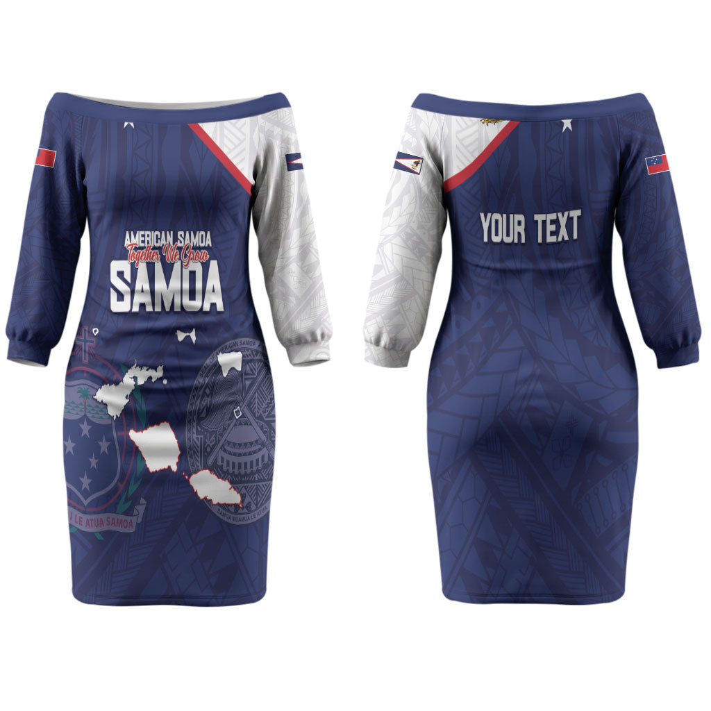 Personalized American Samoa And Samoa Couples Matching Off The Shoulder Long Sleeve Dress and Hawaiian Shirt Together We Grow