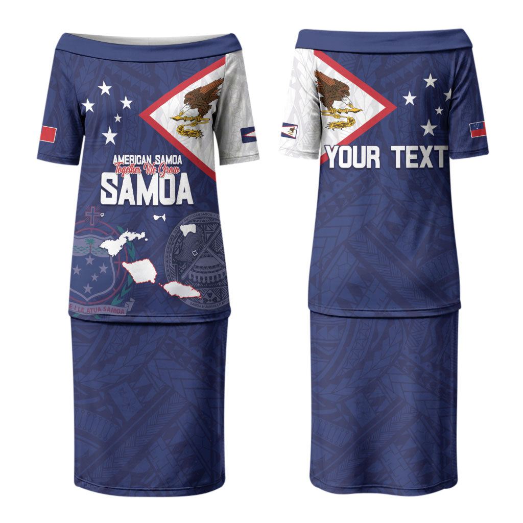 Personalized American Samoa And Samoa Couples Matching Puletasi and Long Sleeve Button Shirt Together We Grow