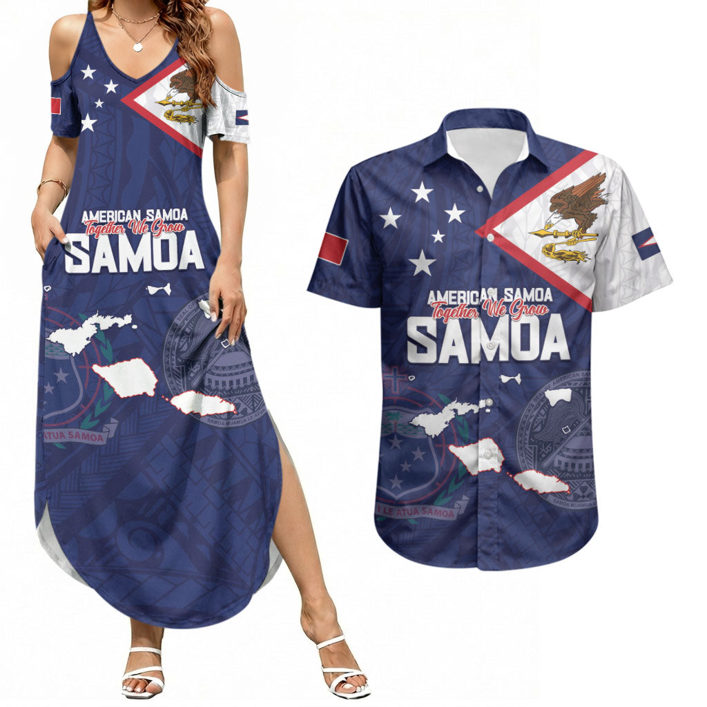 Personalized American Samoa And Samoa Couples Matching Summer Maxi Dress and Hawaiian Shirt Together We Grow