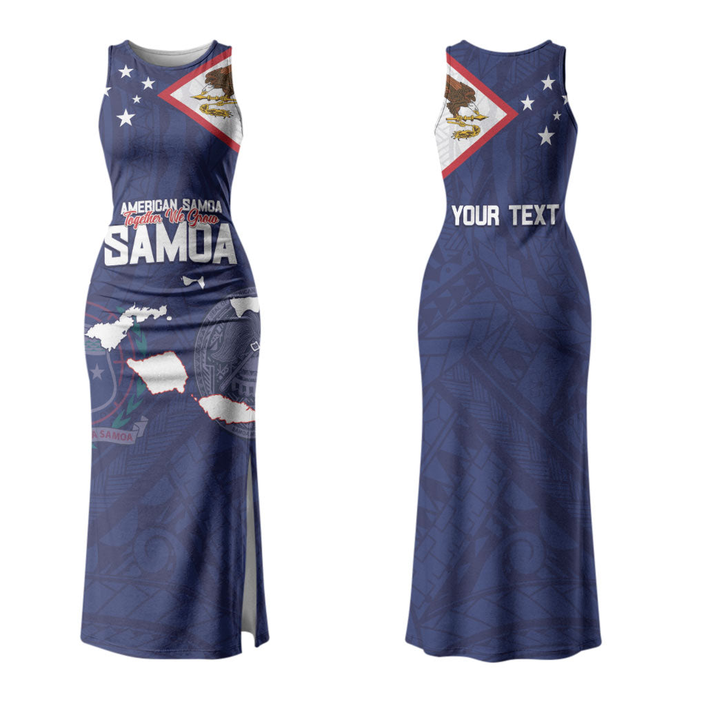 Personalized American Samoa And Samoa Couples Matching Tank Maxi Dress and Long Sleeve Button Shirt Together We Grow