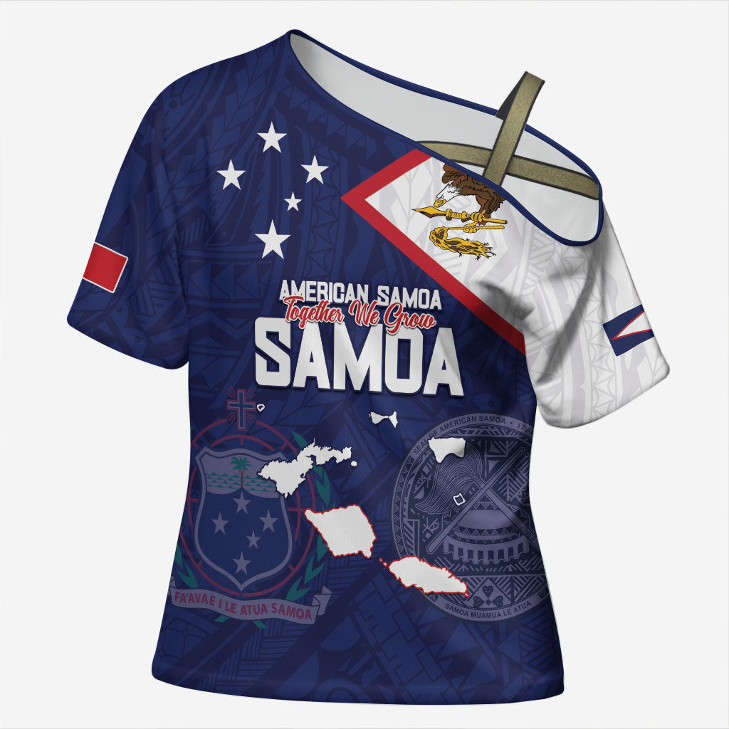 Personalized American Samoa And Samoa Cross Shoulder Shirt Together We Grow