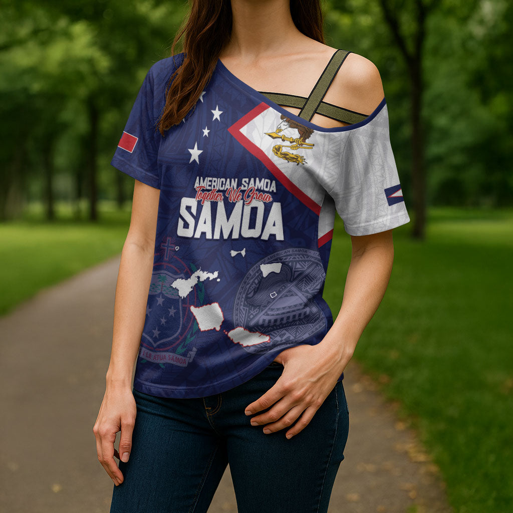 Personalized American Samoa And Samoa Cross Shoulder Shirt Together We Grow