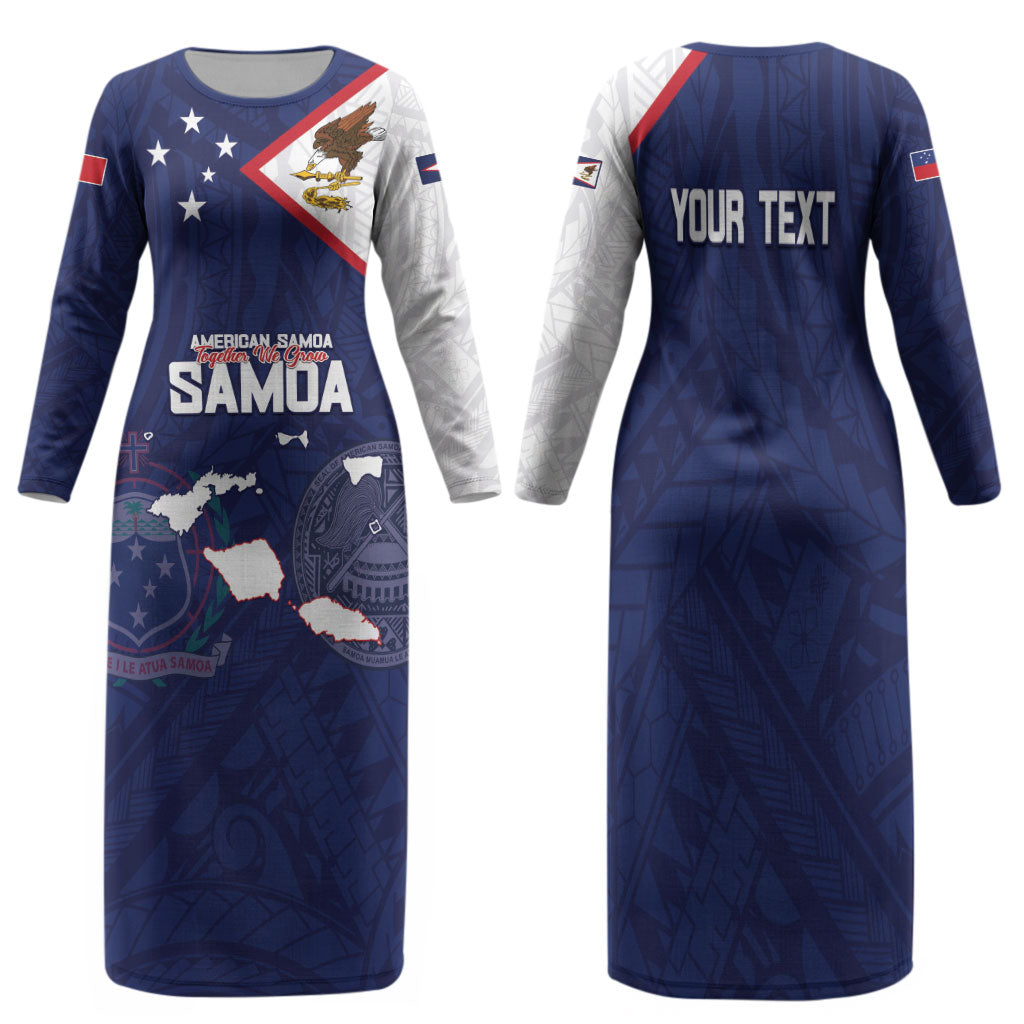Personalized American Samoa And Samoa Family Matching Long Sleeve Bodycon Dress and Hawaiian Shirt Together We Grow