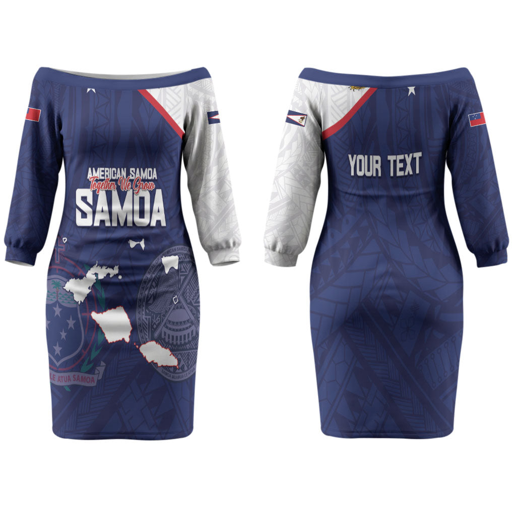 Personalized American Samoa And Samoa Family Matching Off The Shoulder Long Sleeve Dress and Hawaiian Shirt Together We Grow