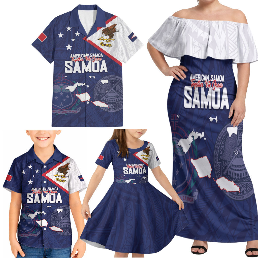 Personalized American Samoa And Samoa Family Matching Off Shoulder Maxi Dress and Hawaiian Shirt Together We Grow