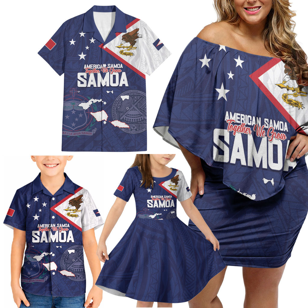Personalized American Samoa And Samoa Family Matching Off Shoulder Short Dress and Hawaiian Shirt Together We Grow