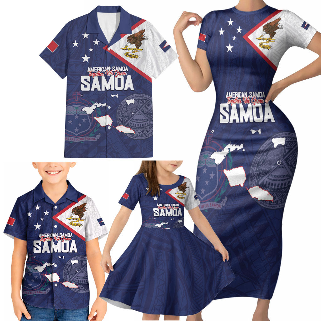 Personalized American Samoa And Samoa Family Matching Short Sleeve Bodycon Dress and Hawaiian Shirt Together We Grow