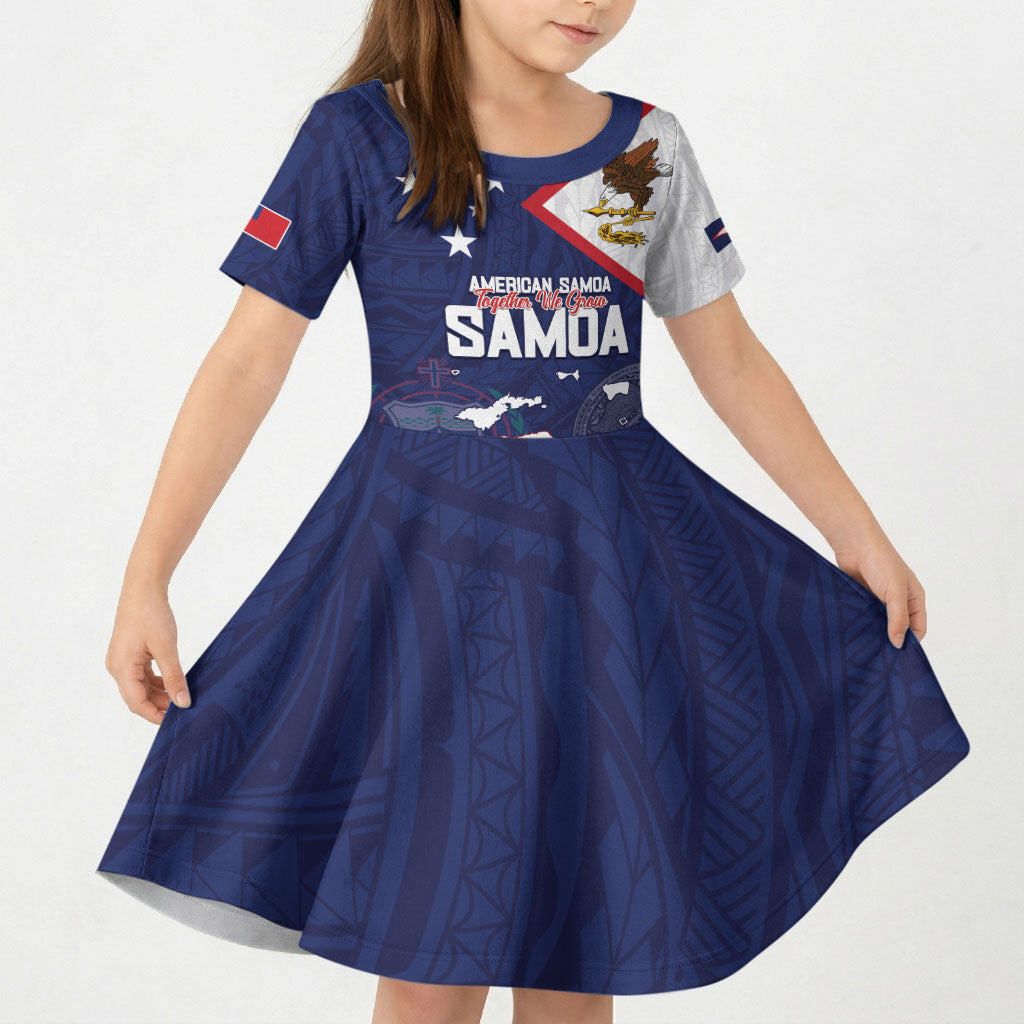 Personalized American Samoa And Samoa Kid Short Sleeve Dress Together We Grow