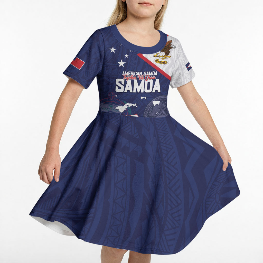 Personalized American Samoa And Samoa Kid Short Sleeve Dress Together We Grow