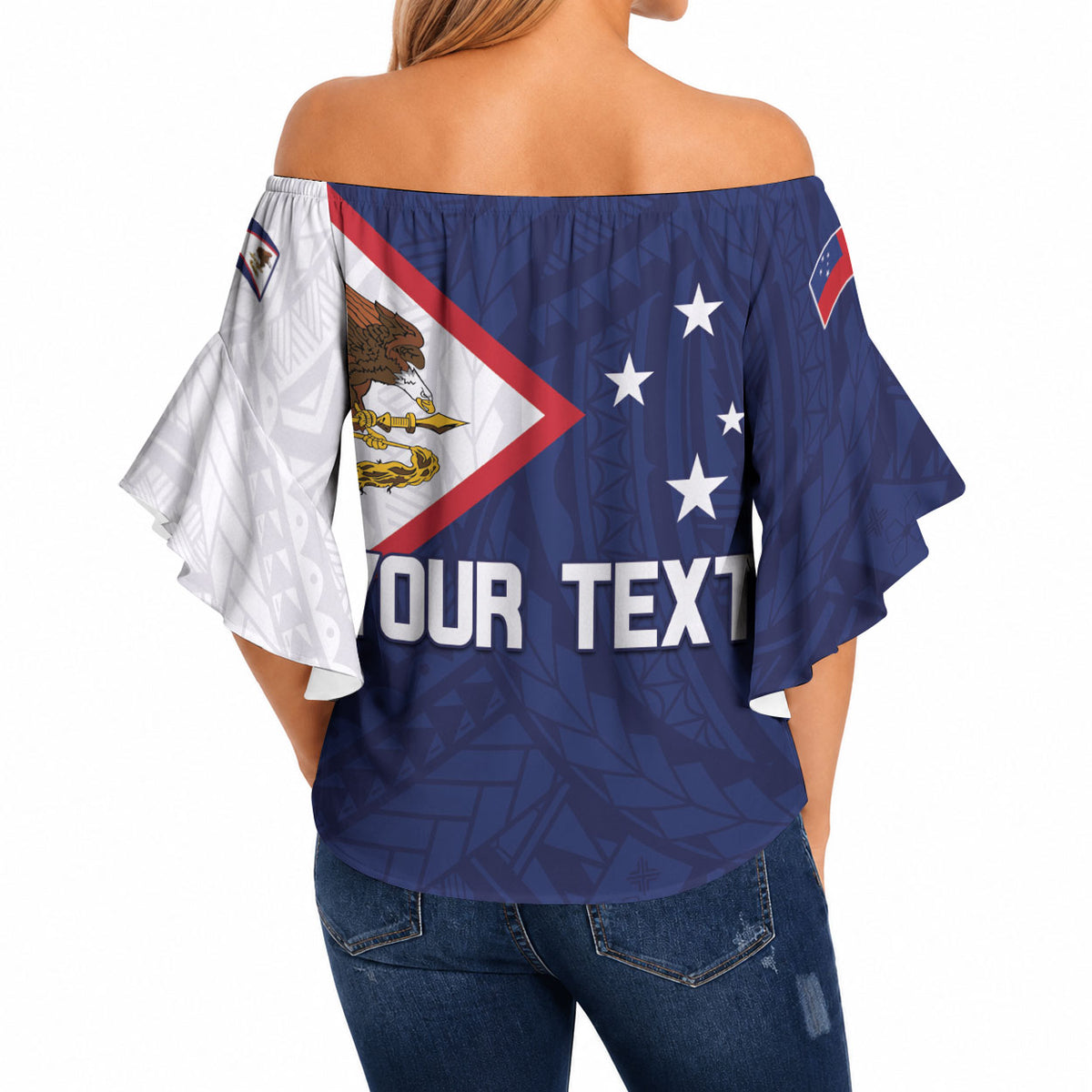Personalized American Samoa And Samoa Off Shoulder Wrap Waist Top Together We Grow