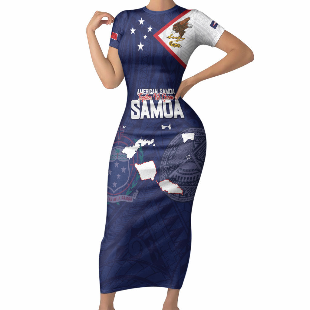 Personalized American Samoa And Samoa Short Sleeve Bodycon Dress Together We Grow