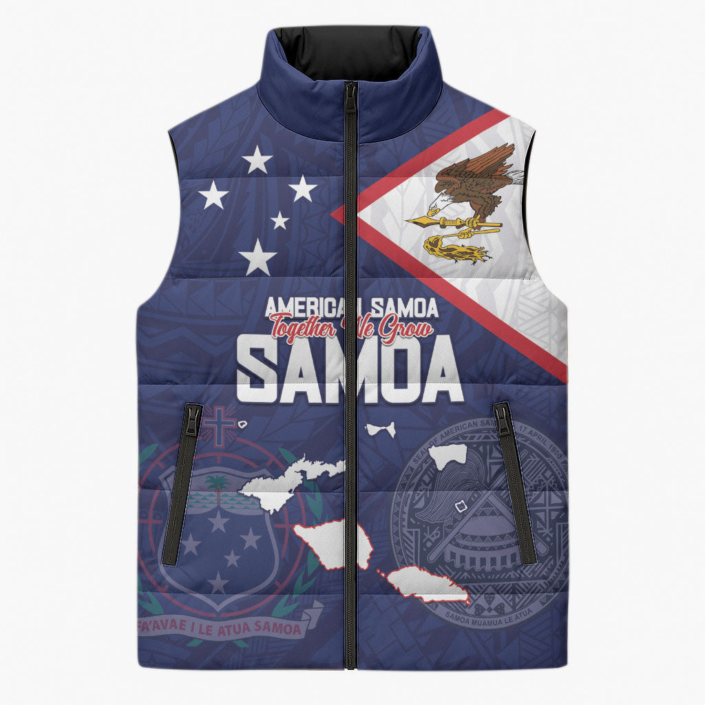 Personalized American Samoa And Samoa Sleeveless Puffer Jacket Together We Grow