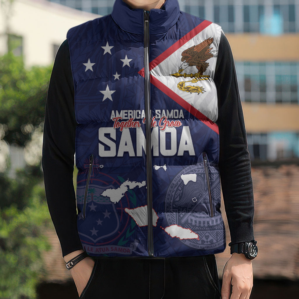 Personalized American Samoa And Samoa Sleeveless Puffer Jacket Together We Grow
