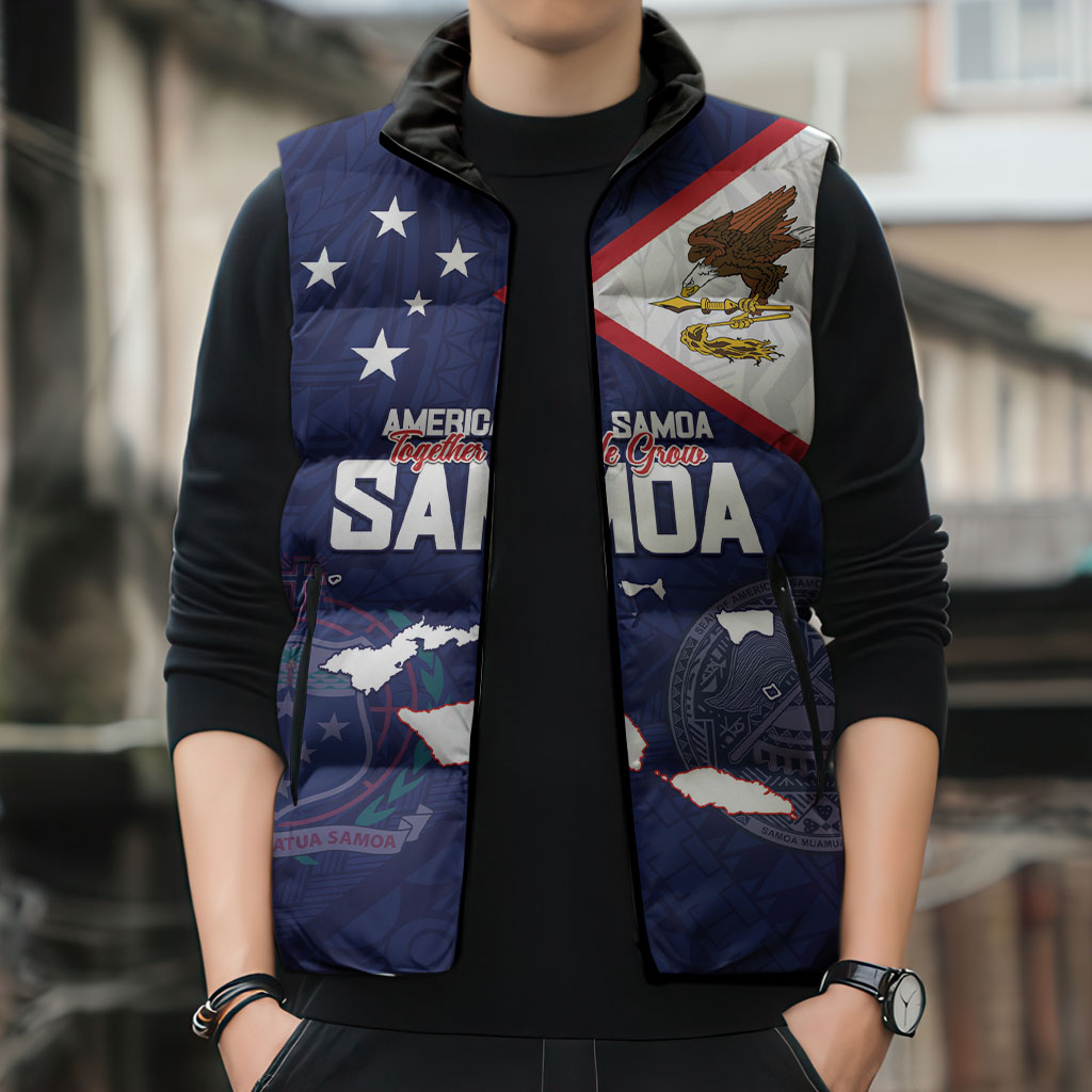 Personalized American Samoa And Samoa Sleeveless Puffer Jacket Together We Grow