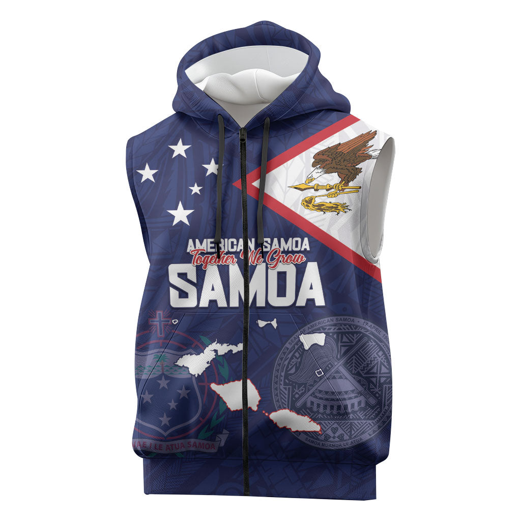 Personalized American Samoa And Samoa Sleeveless Zip Hoodie Together We Grow