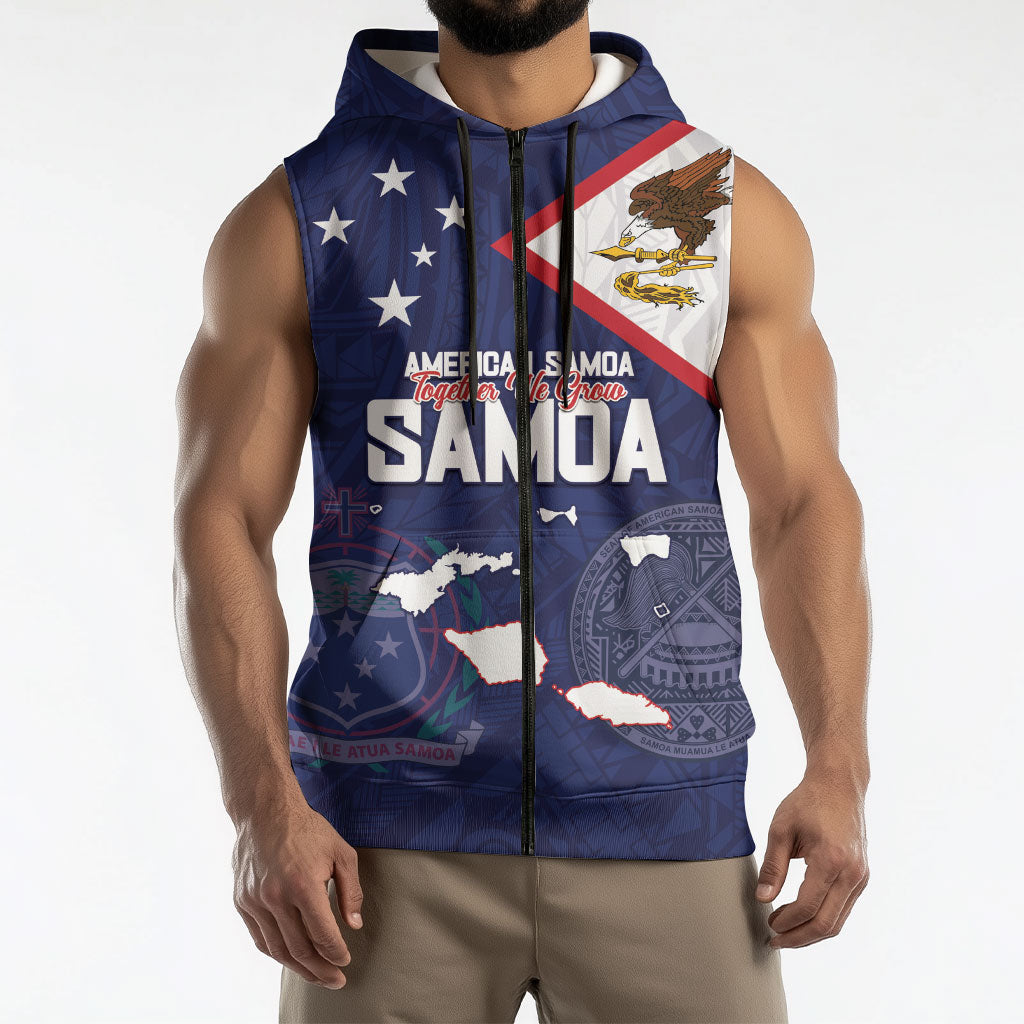 Personalized American Samoa And Samoa Sleeveless Zip Hoodie Together We Grow