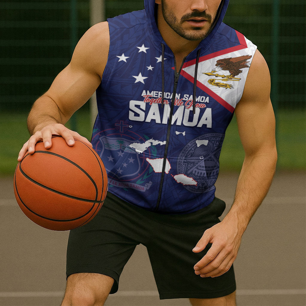 Personalized American Samoa And Samoa Sleeveless Zip Hoodie Together We Grow
