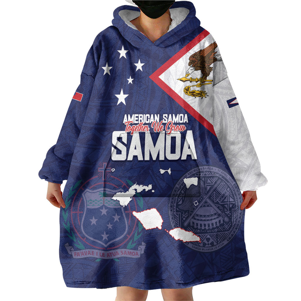 Personalized American Samoa And Samoa Wearable Blanket Hoodie Together We Grow