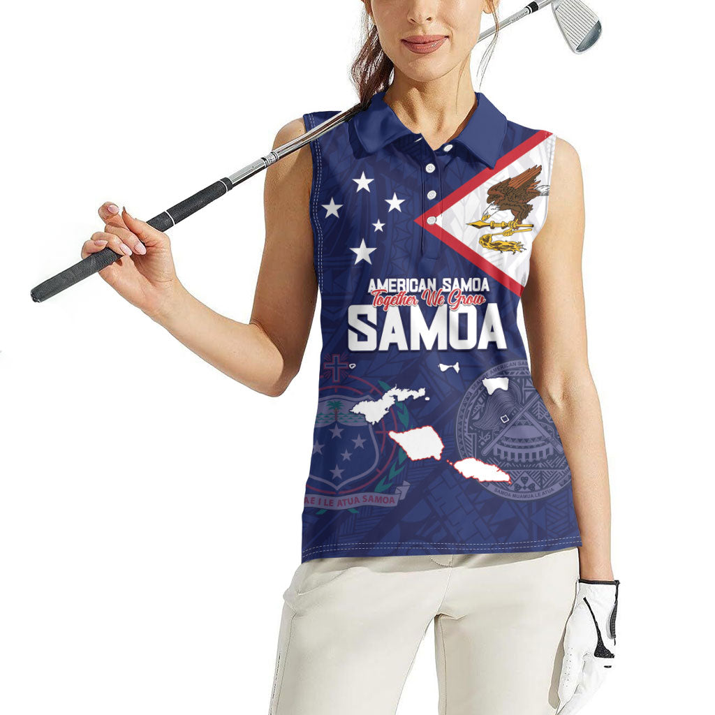 Personalized American Samoa And Samoa Women Sleeveless Polo Shirt Together We Grow