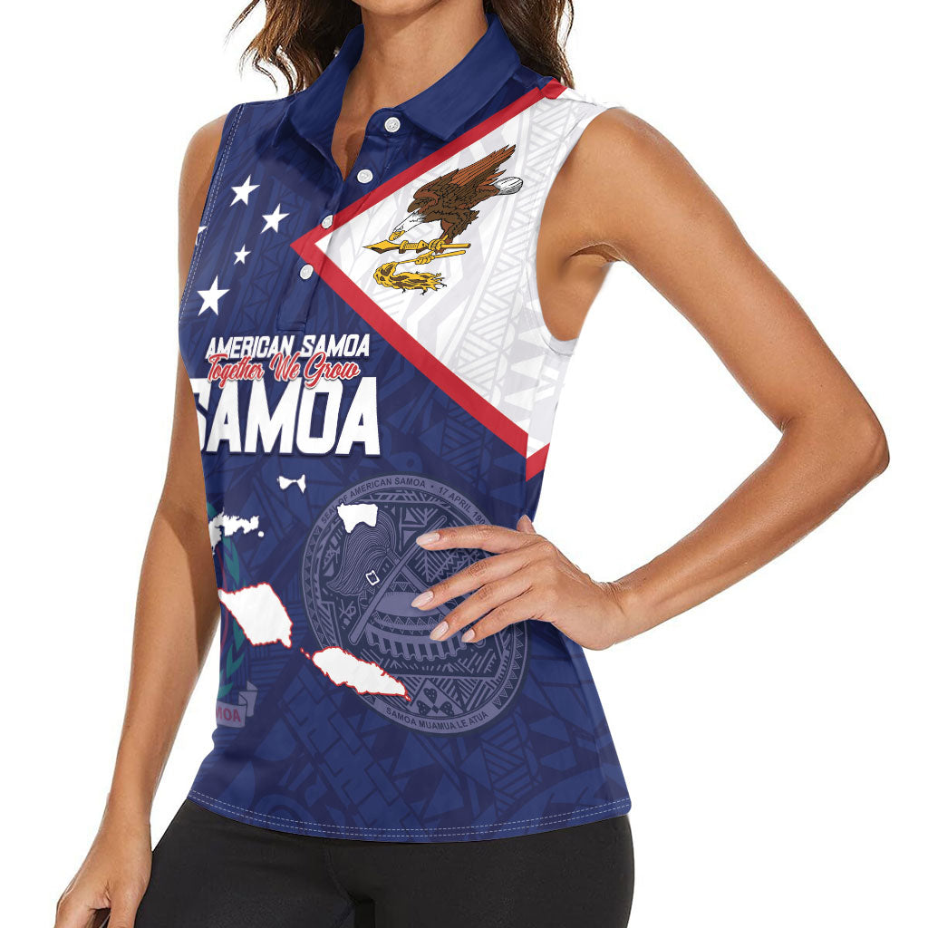Personalized American Samoa And Samoa Women Sleeveless Polo Shirt Together We Grow