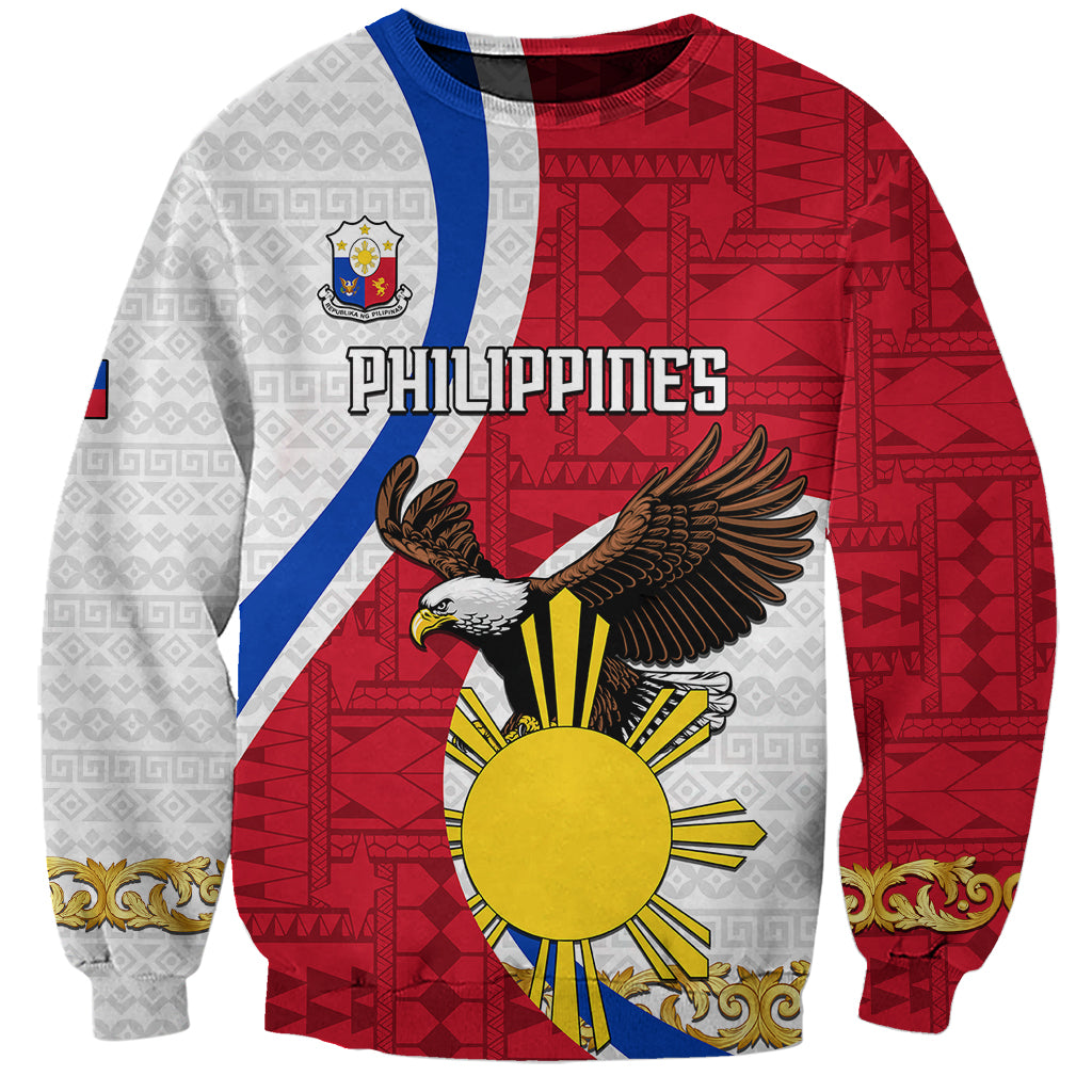 personalized-philippines-sweatshirt-the-eight-rayed-sun-bald-eagle-polynesian-pattern