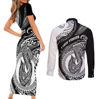 go-fishing-couples-matching-short-sleeve-bodycon-dress-and-long-sleeve-button-shirts-polynesian-pattern