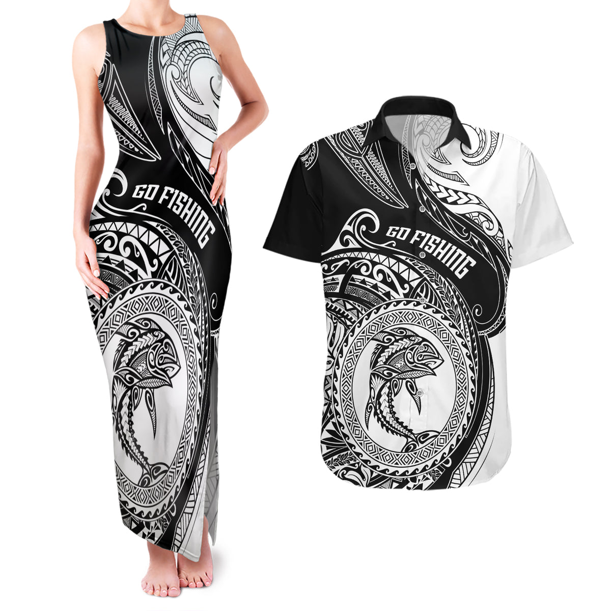 go-fishing-couples-matching-tank-maxi-dress-and-hawaiian-shirt-polynesian-pattern