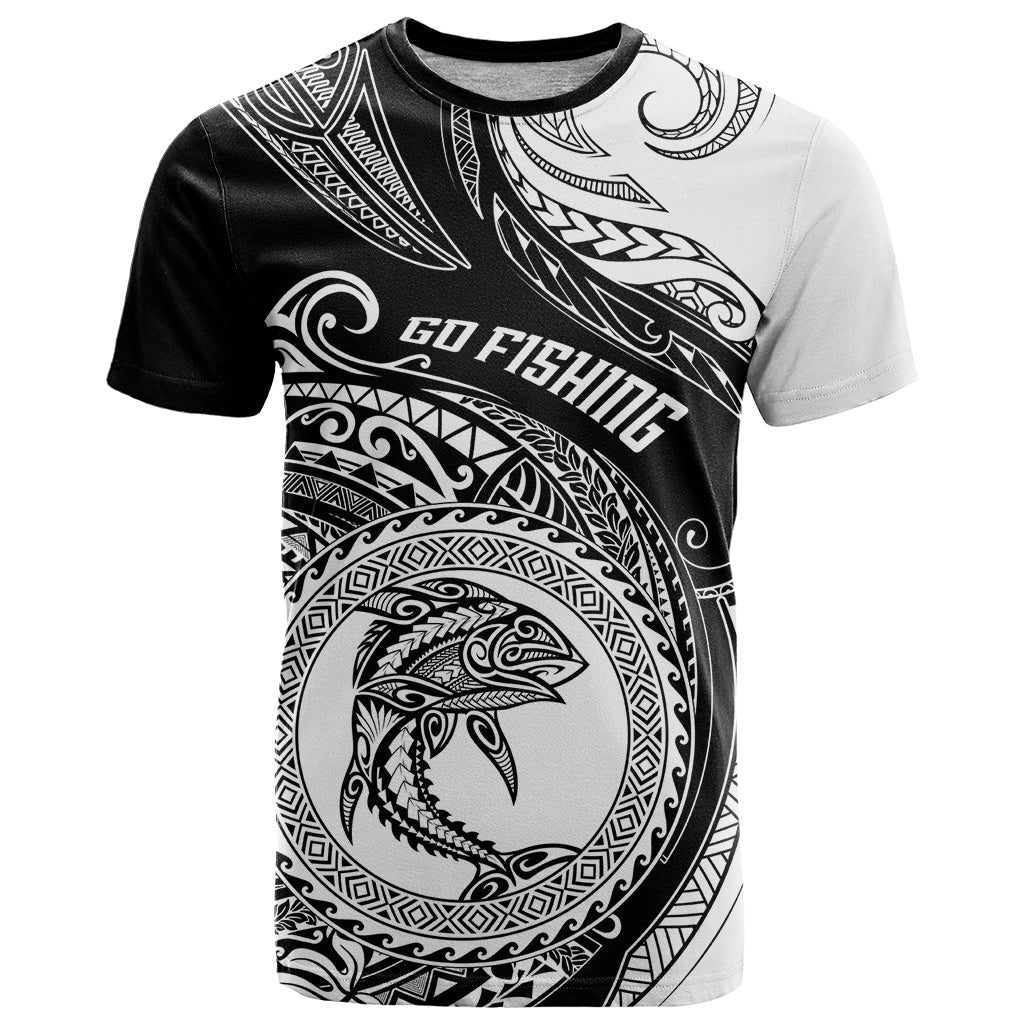 Go Fishing T Shirt Polynesian Pattern LT05 Black - Polynesian Pride