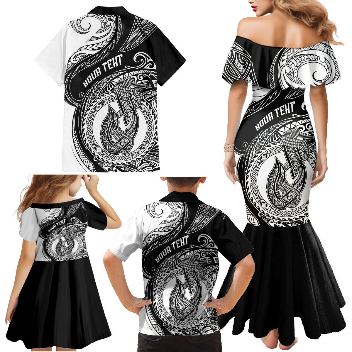 Personalized Go Fishing Family Matching Mermaid Dress and Hawaiian Shirt Polynesian Pattern LT05 - Polynesian Pride