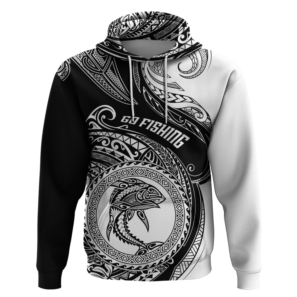 Personalized Go Fishing Hoodie Polynesian Pattern LT05 Black - Polynesian Pride