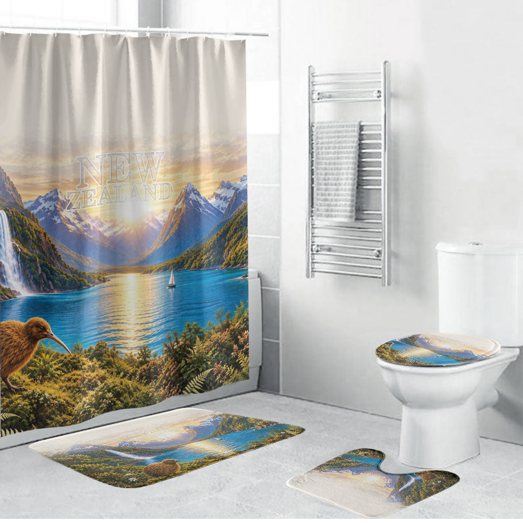 New Zealand Flag Bathroom Set Scenic Nature LT05 Bathroom Set (4 pcs) Multicolor - Polynesian Pride