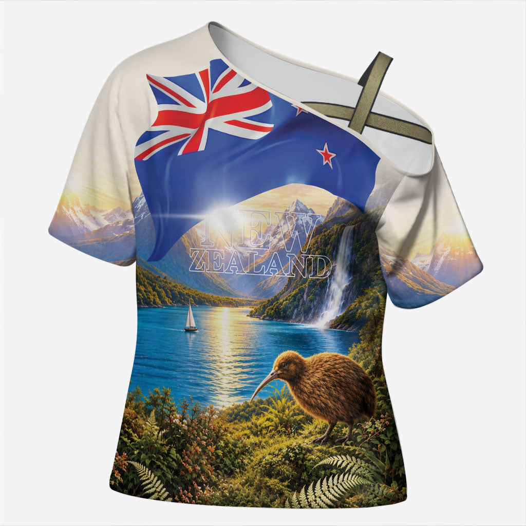 New Zealand Flag Cross Shoulder Shirt Scenic Nature LT05 Female Multicolor - Polynesian Pride
