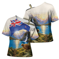 New Zealand Flag Cross Shoulder Shirt Scenic Nature LT05 - Polynesian Pride