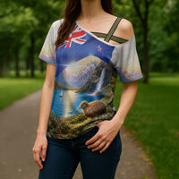 New Zealand Flag Cross Shoulder Shirt Scenic Nature LT05 - Polynesian Pride