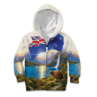 New Zealand Flag Kid Hoodie Scenic Nature LT05 Zip Hoodie Multicolor - Polynesian Pride