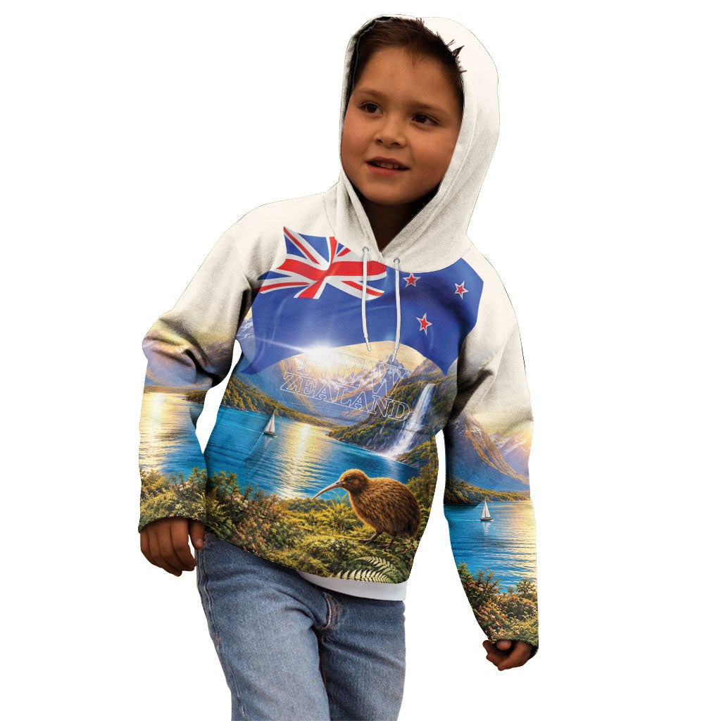 New Zealand Flag Kid Hoodie Scenic Nature LT05 - Polynesian Pride