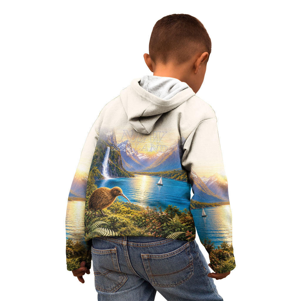 New Zealand Flag Kid Hoodie Scenic Nature LT05 - Polynesian Pride