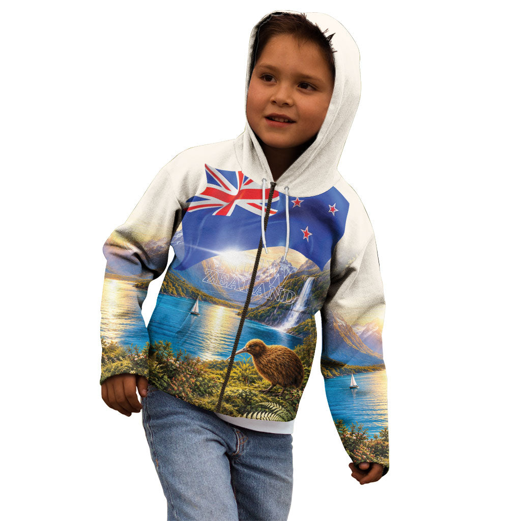 New Zealand Flag Kid Hoodie Scenic Nature LT05 - Polynesian Pride