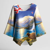 New Zealand Flag Kimono Sleeve Blouse Scenic Nature LT05 Female Multicolor - Polynesian Pride