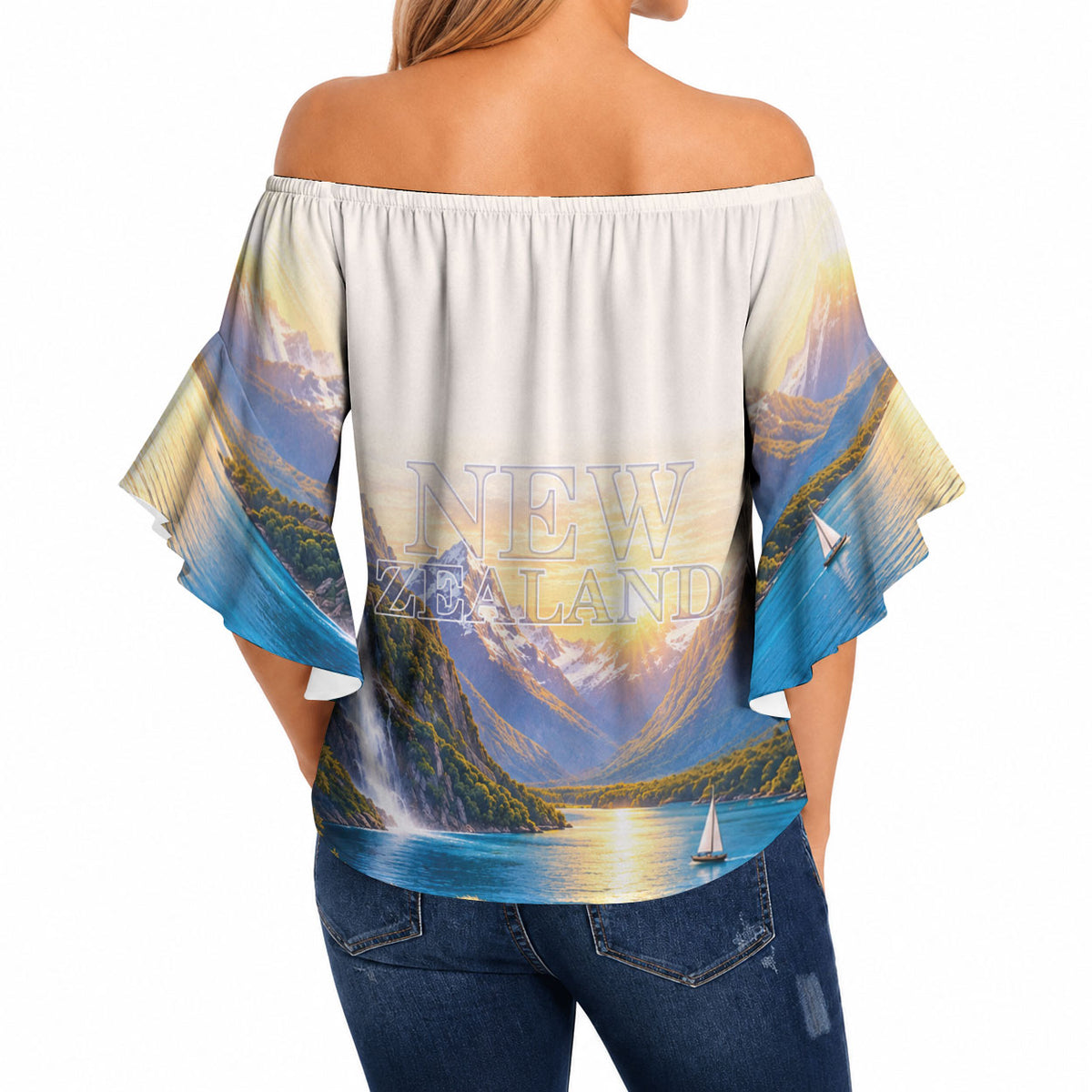 New Zealand Flag Off Shoulder Wrap Waist Top Scenic Nature LT05 - Polynesian Pride