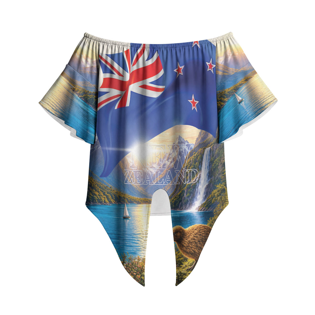 New Zealand Flag Off Shoulder Wrap Waist Top Scenic Nature LT05 - Polynesian Pride