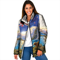 New Zealand Flag Padded Jacket Scenic Nature LT05 Women Multicolor - Polynesian Pride
