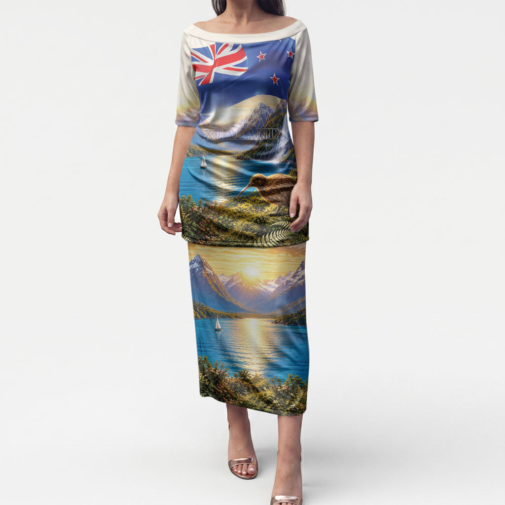 New Zealand Flag Puletasi Scenic Nature LT05 Long Dress Multicolor - Polynesian Pride