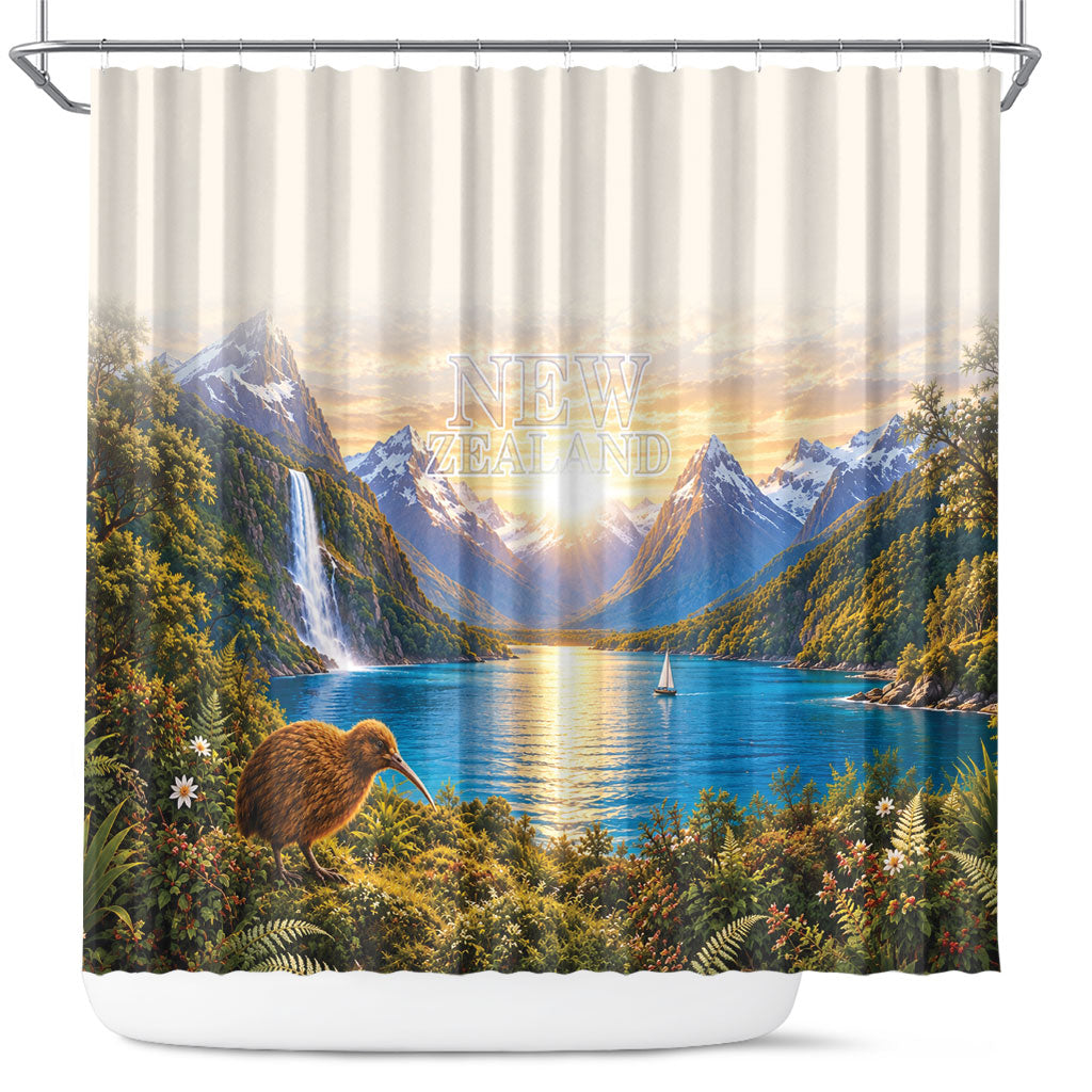 New Zealand Flag Shower Curtain Scenic Nature LT05 Multicolor - Polynesian Pride