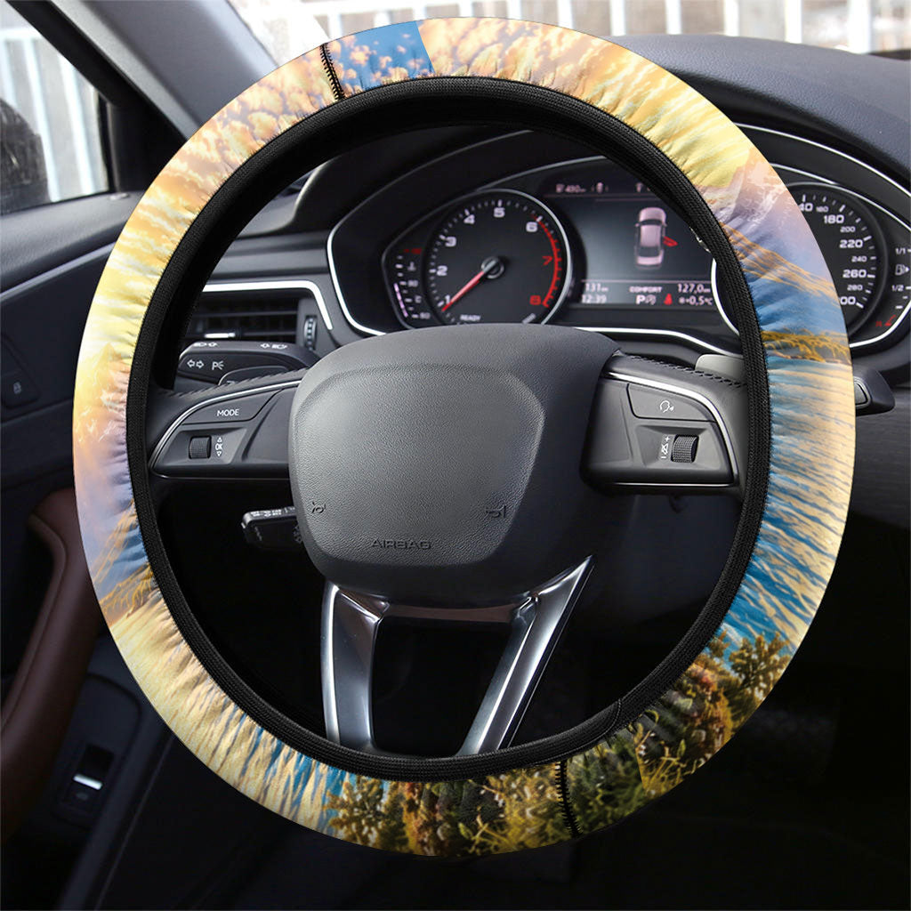 New Zealand Flag Steering Wheel Cover Scenic Nature LT05 - Polynesian Pride