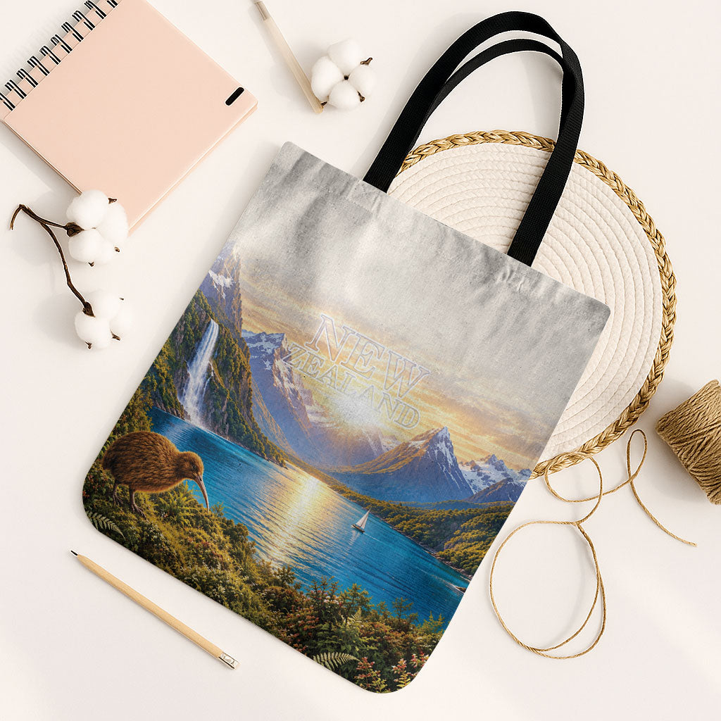 New Zealand Flag Tote Bag Scenic Nature LT05 Black Strap One Size Multicolor - Polynesian Pride