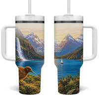New Zealand Flag Tumbler With Handle Scenic Nature LT05 One Size: 40 oz Multicolor - Polynesian Pride