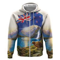 New Zealand Flag Zip Hoodie Scenic Nature LT05 Zip Hoodie Multicolor - Polynesian Pride